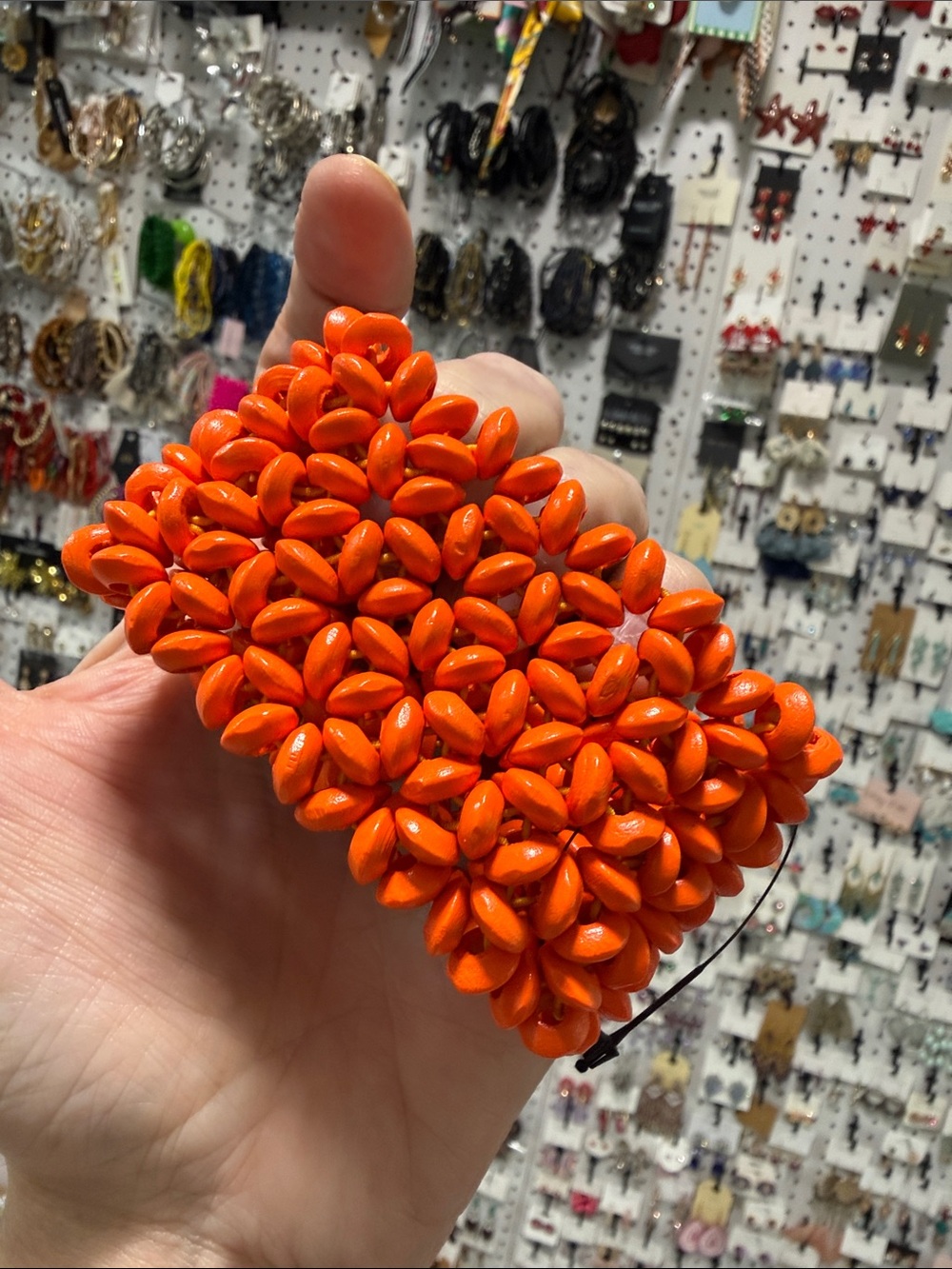 Orange wood beaded bracelet